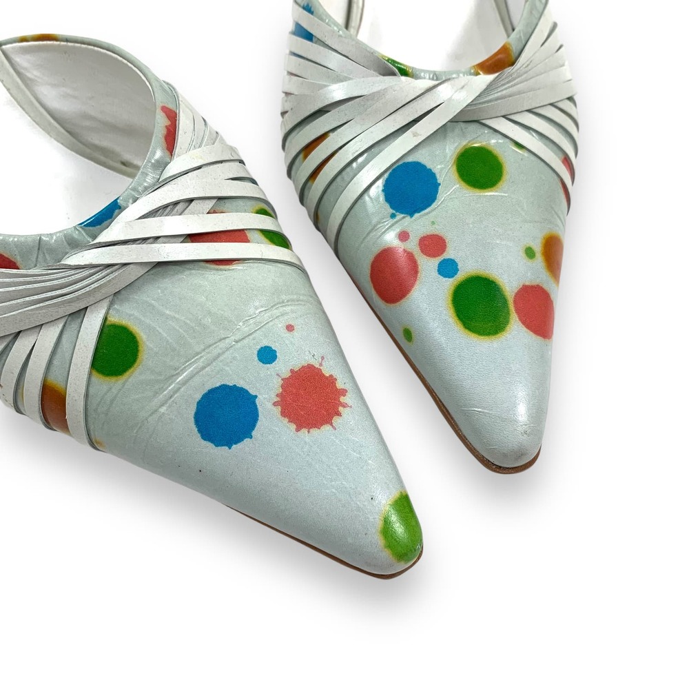 ❌SOLD❌ 1990's leather pointed toe funky slingback heels by TABITA - Picture 1 of 13